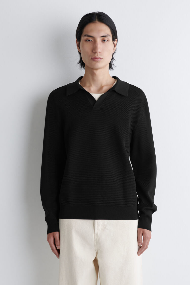 TEXTURED KNITTED POLO JUMPER