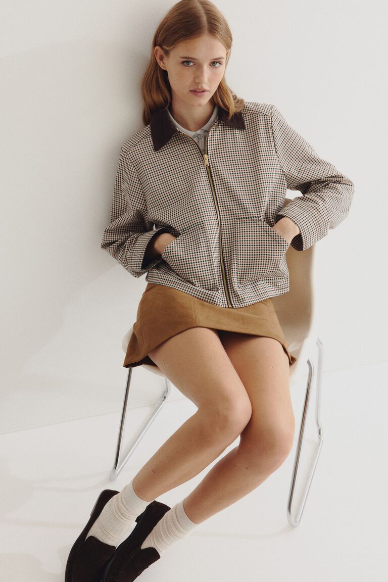 Corduroy-collar twill jacket