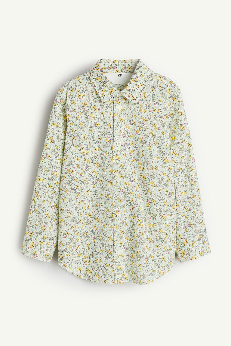 Floral-patterned poplin shirt