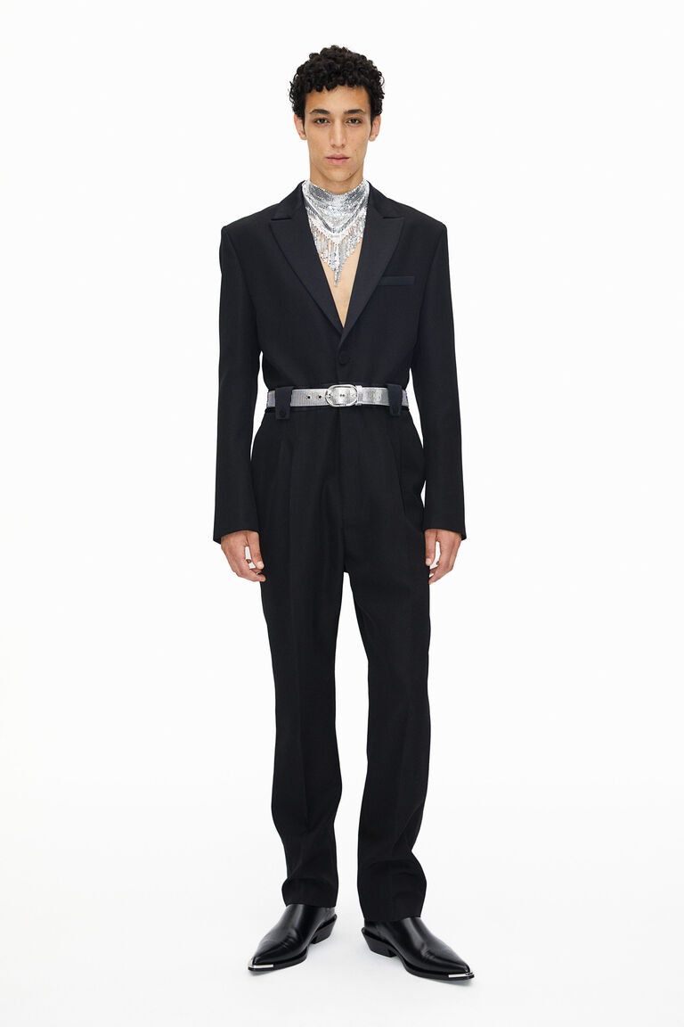 Satindetail tuxedo jumpsuit