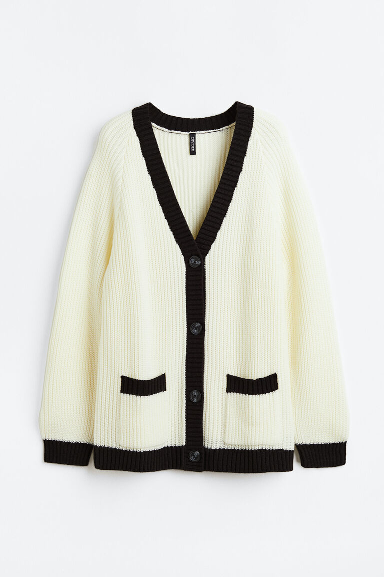 Mercerized Look Ribbed Knit Cardigan