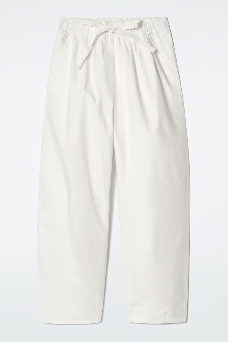 COTTON TAPERED DRAWSTRING TROUSERS