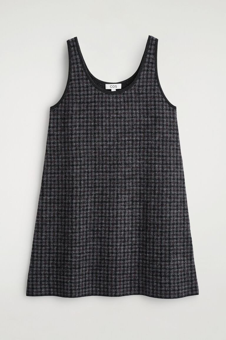 CHECKED BOILED-WOOL MINI DRESS