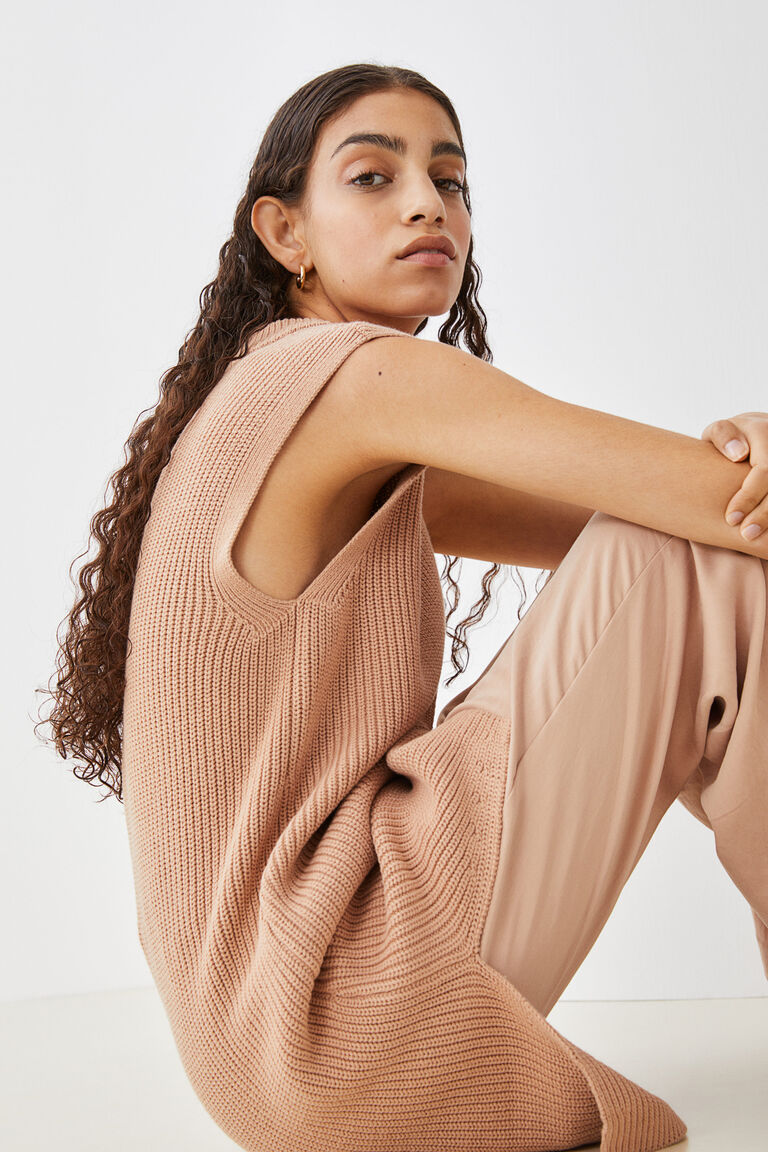 Embroidered Ribbon Tie Sweater Vest