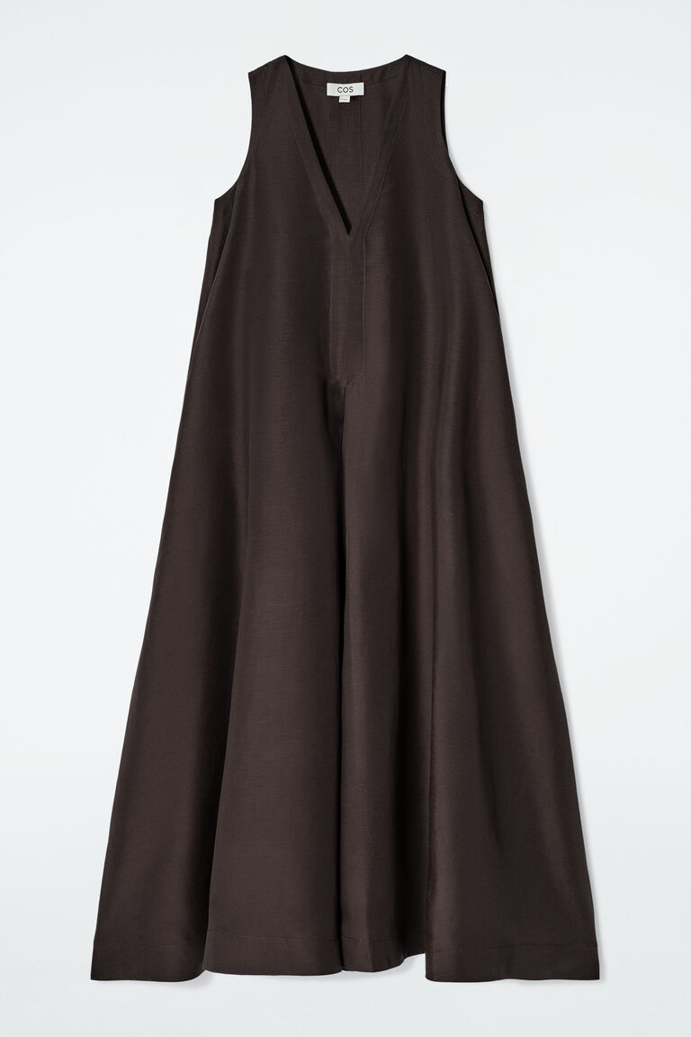 A-LINE LINEN-BLEND MAXI DRESS
