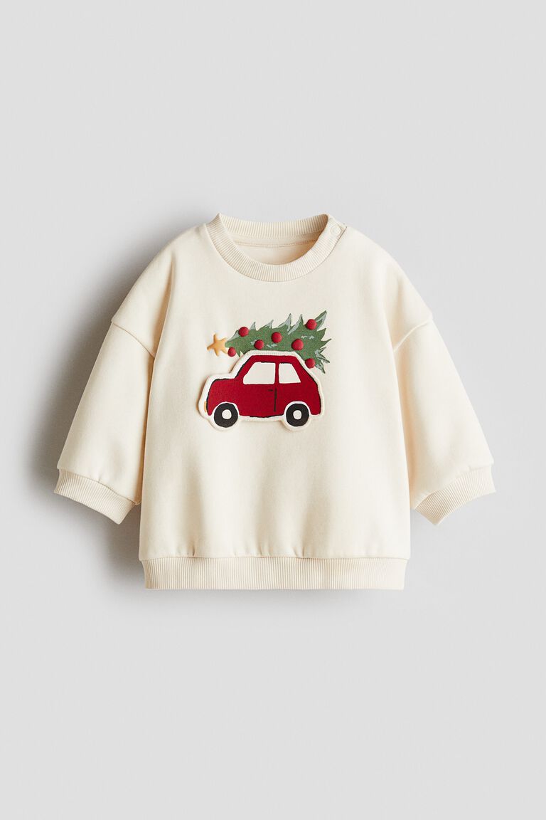Motif-detail brushed-inside sweatshirt