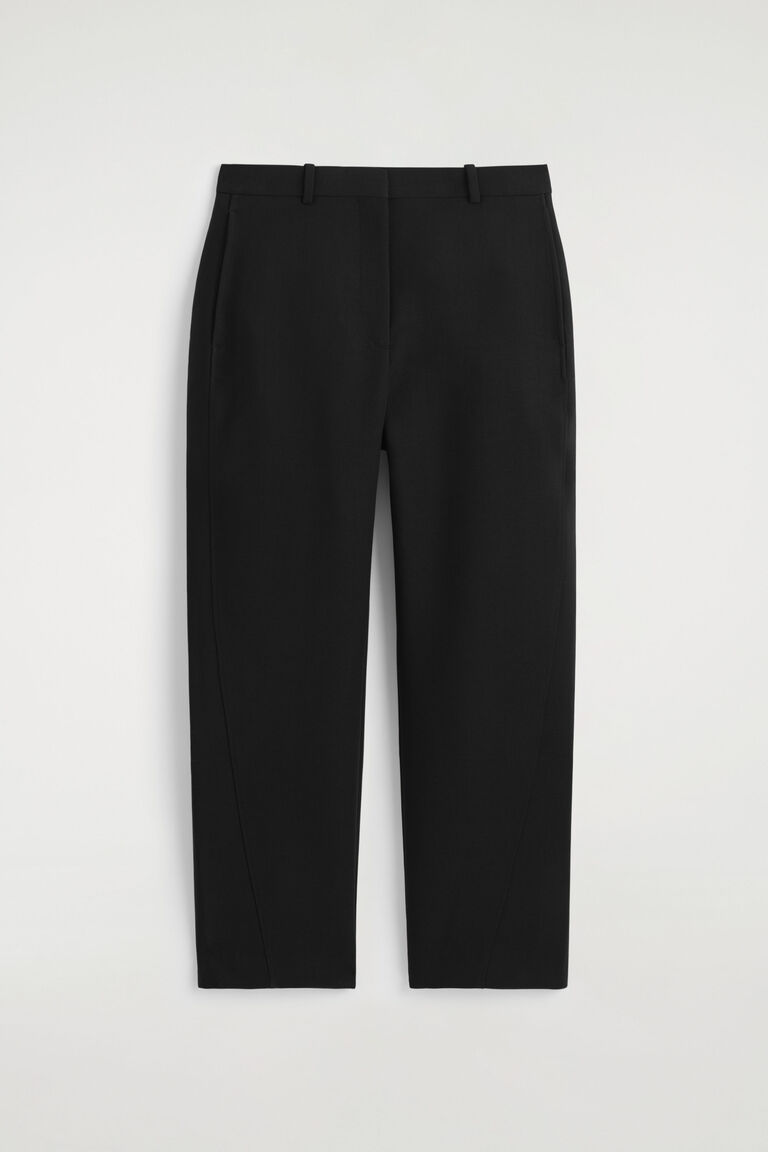 กางเกงผ้าวูลทรงกระบอกขากระบอกสั้น