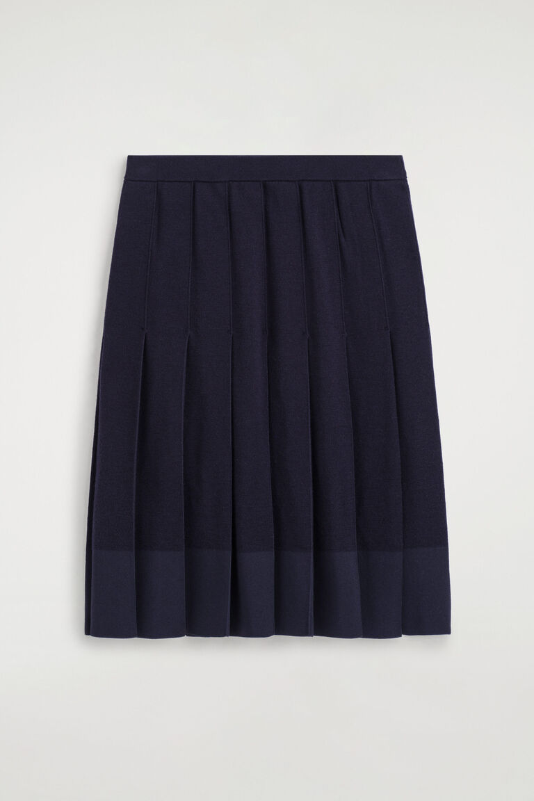 MERINO WOOL PLEATED MIDI SKIRT