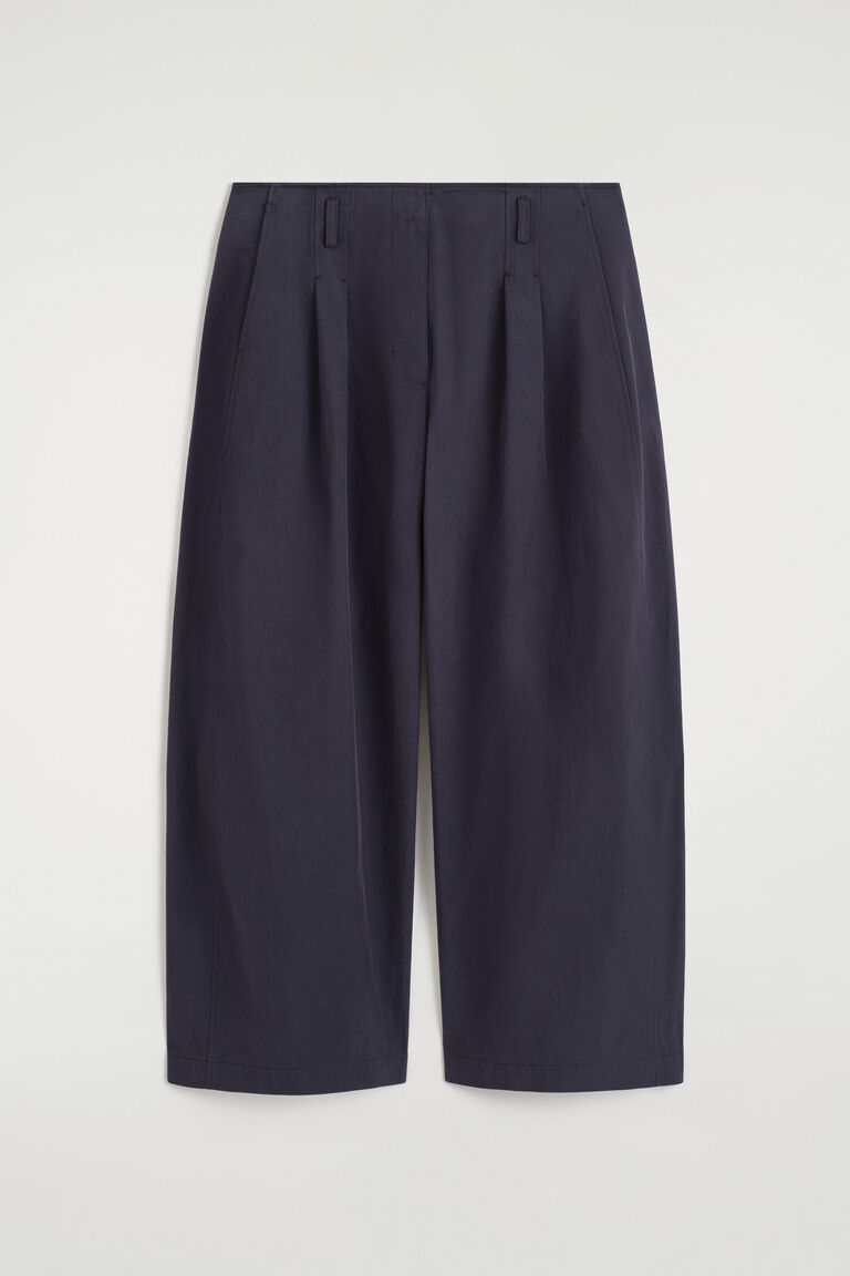 PLEATED COTTON BALLOON-LEG TROUSERS