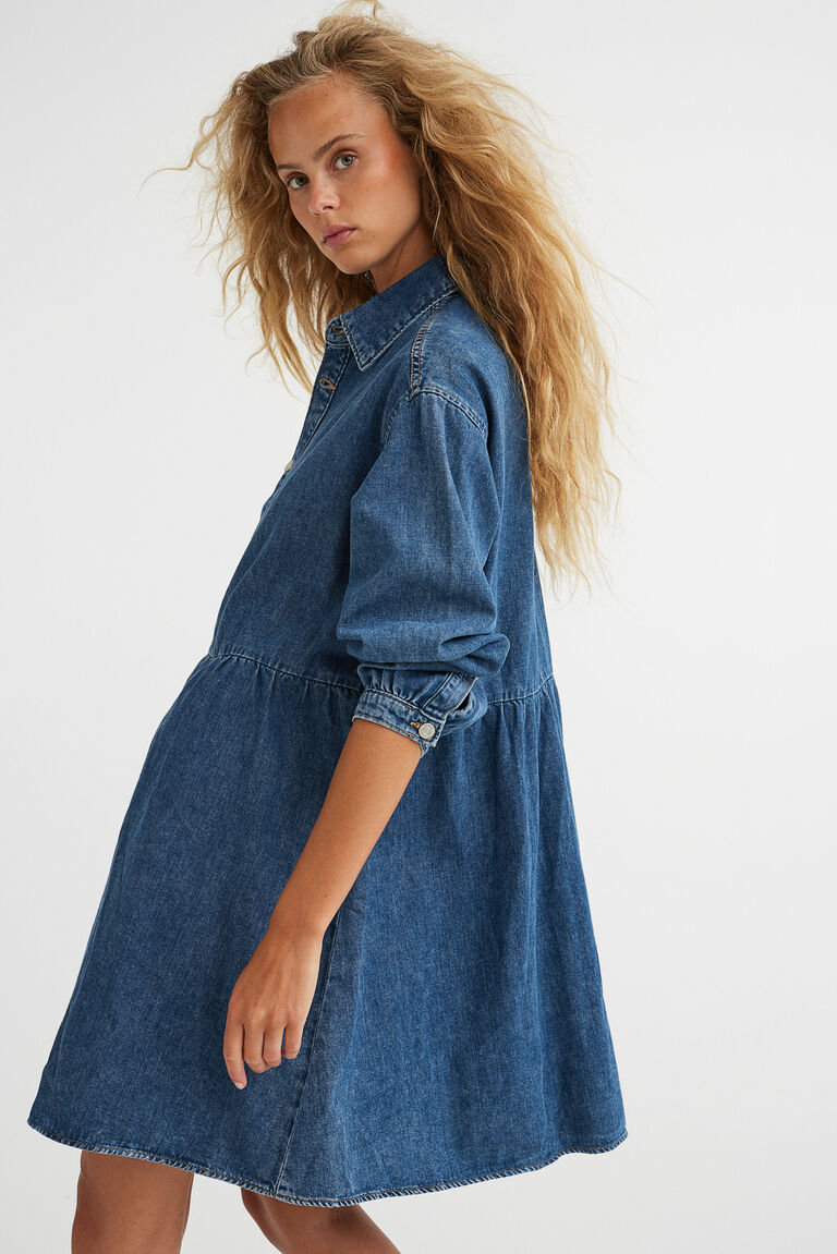 Collared denim dress