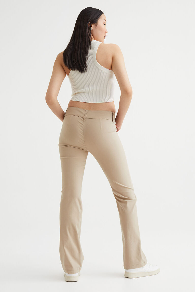 High Waisted Plain Flared Trouser