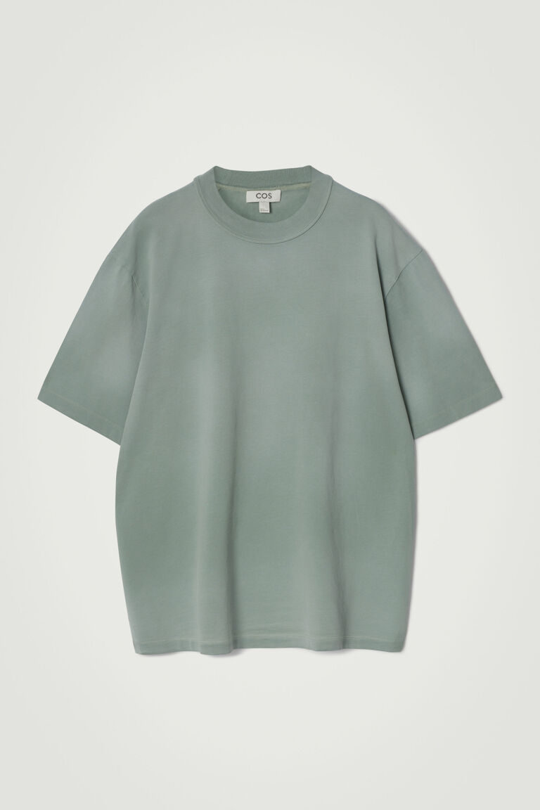 OVERSIZED WASHED-JERSEY MOCK-NECK T-SHIRT