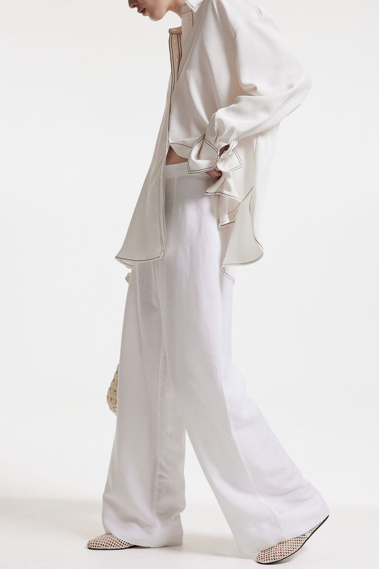 Black Pleated Linen Trousers 17312 main image 1