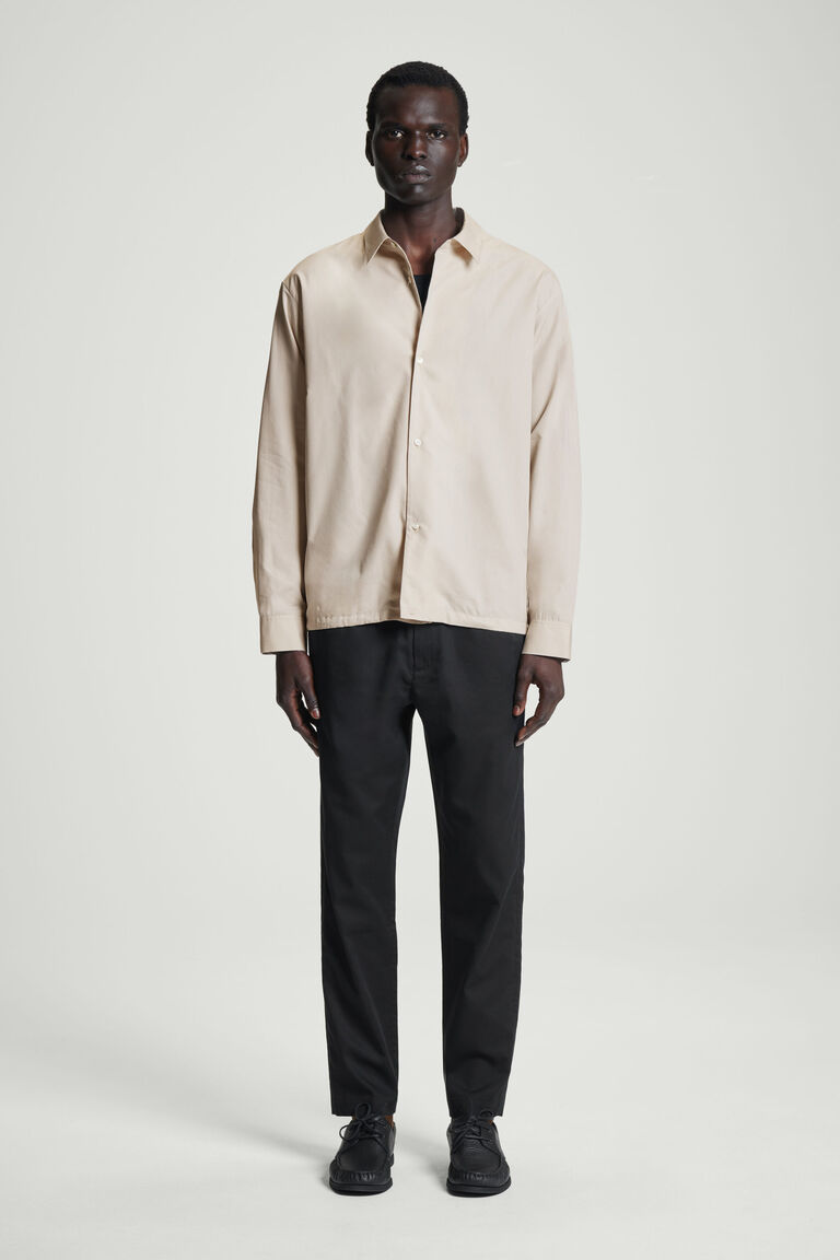 ELASTICATED TAPERED TWILL TROUSERS