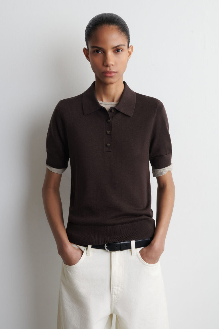 SHRUNKEN WOOL-BLEND POLO SHIRT
