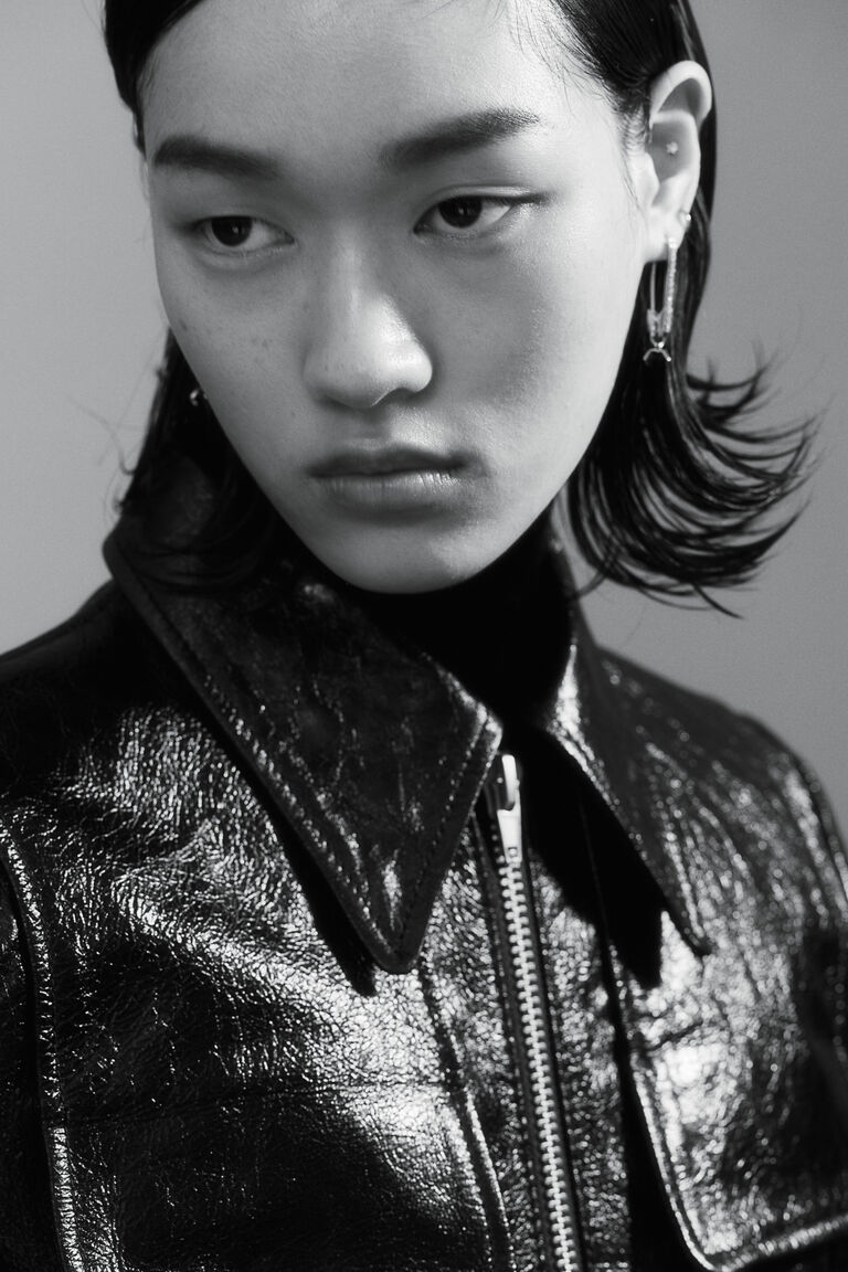 Leather biker jacket