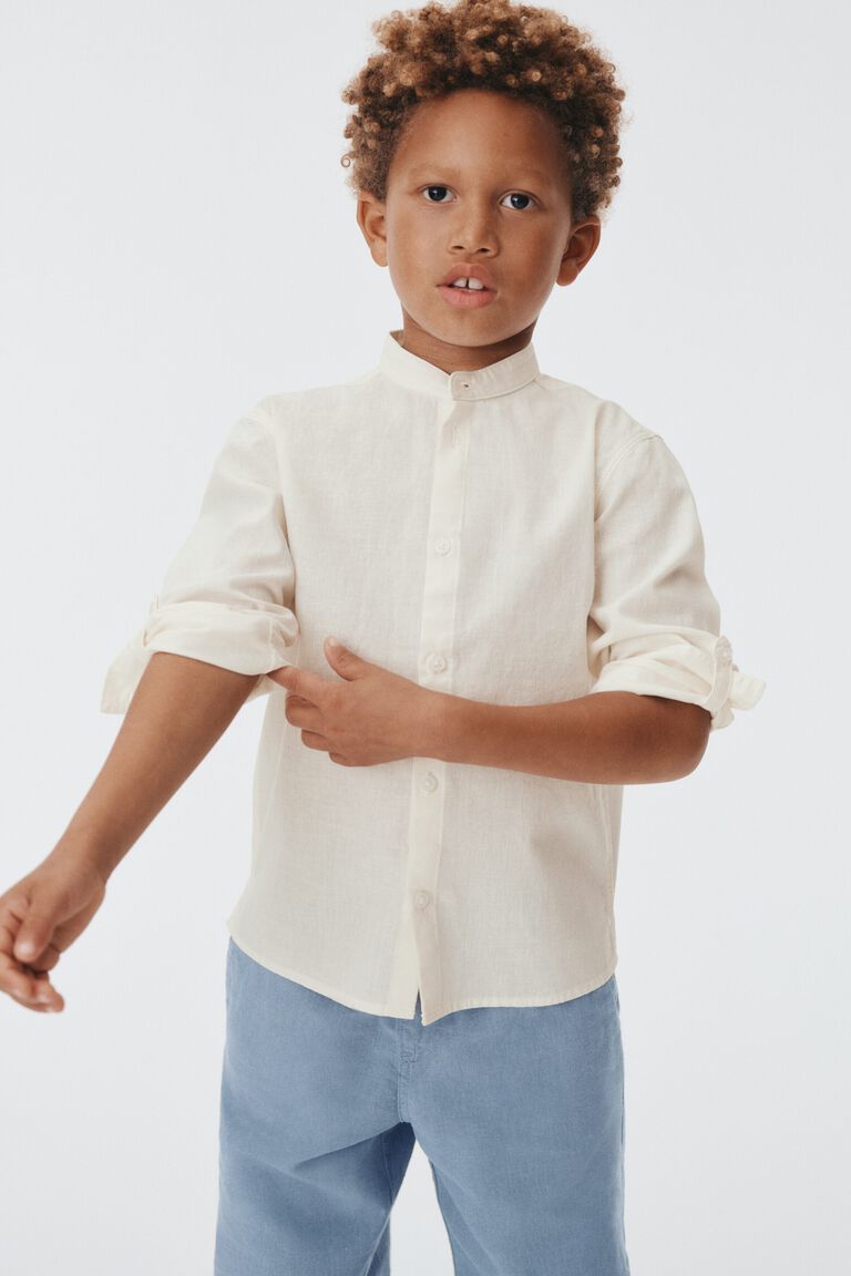 Linen blend grandad shirt