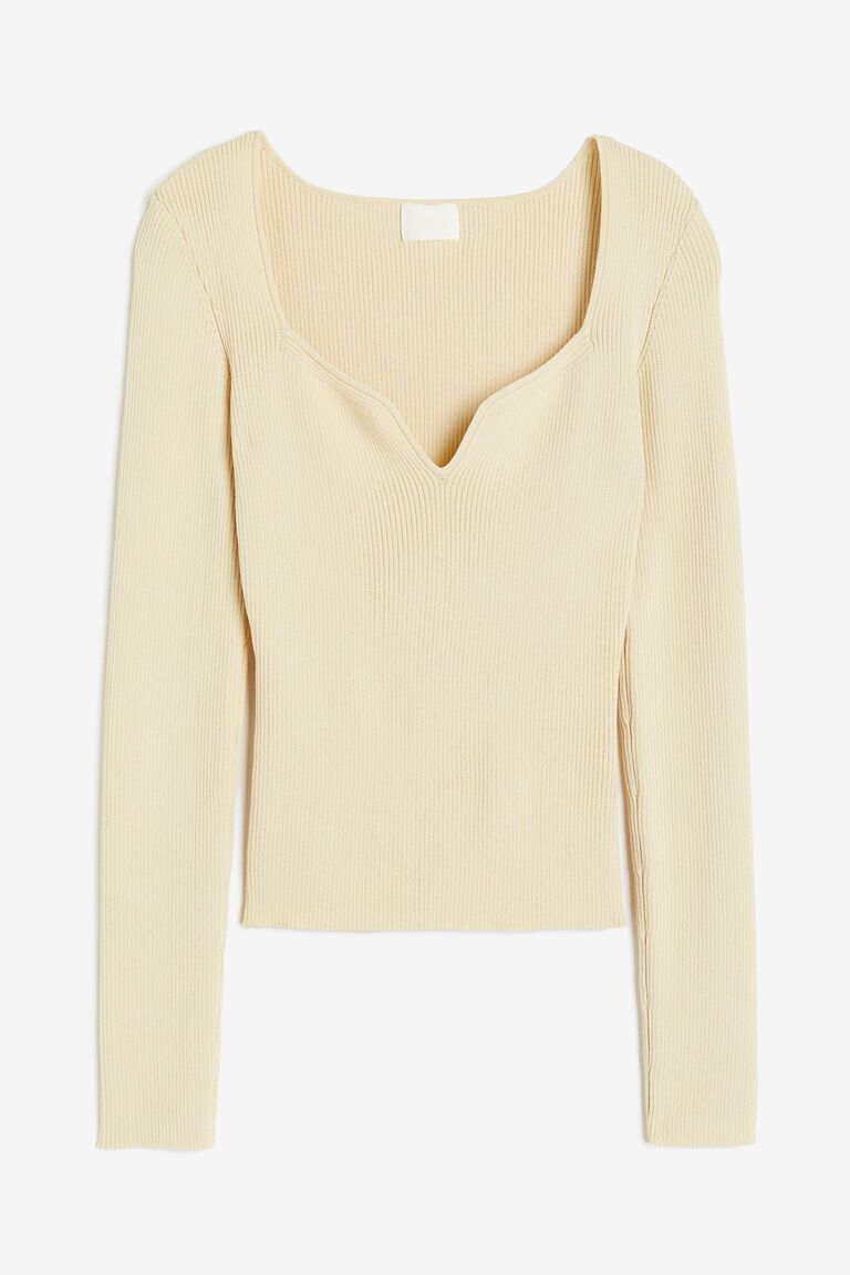 【7/20まで】Riu Heart neck rib knit tops Heart neck rib knit tops – Riu