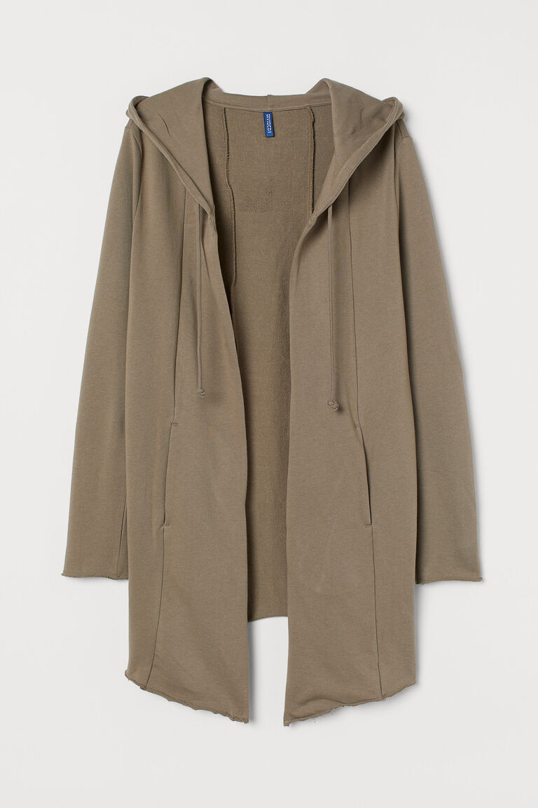 Long, hooded cardigan