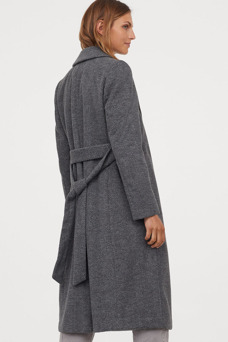 petite tie belt coat