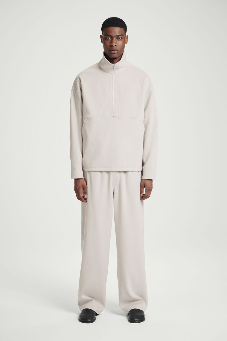 CORDUROY-JERSEY HALF-ZIP SWEATSHIRT
