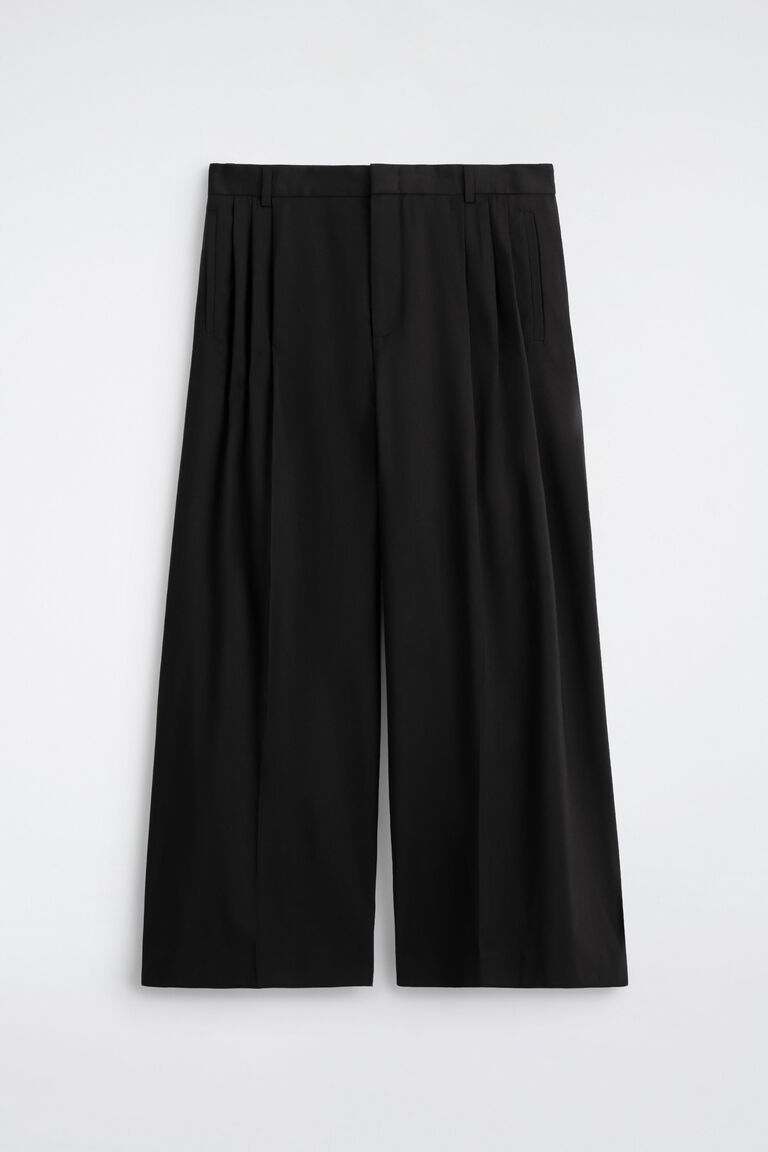 PLEATED WOOL RELAXED-FIT WIDE-LEG TROUSERS