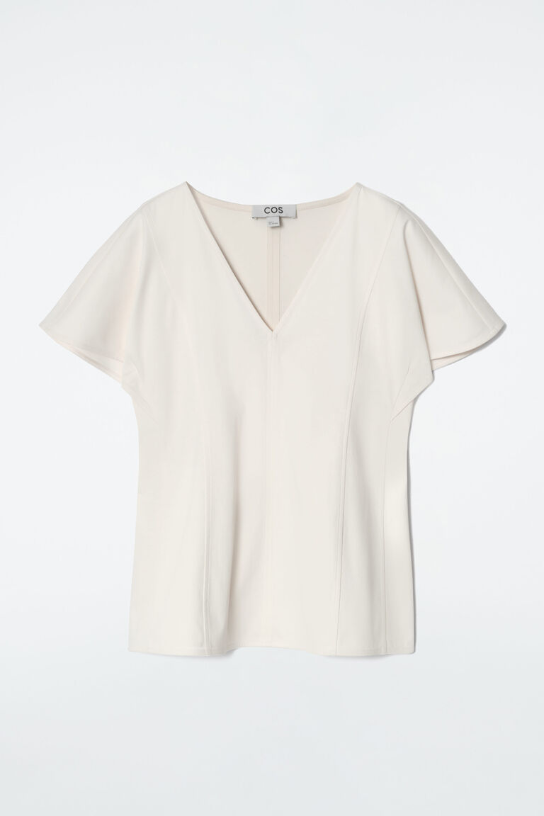 PETAL-SLEEVE COTTON TOP