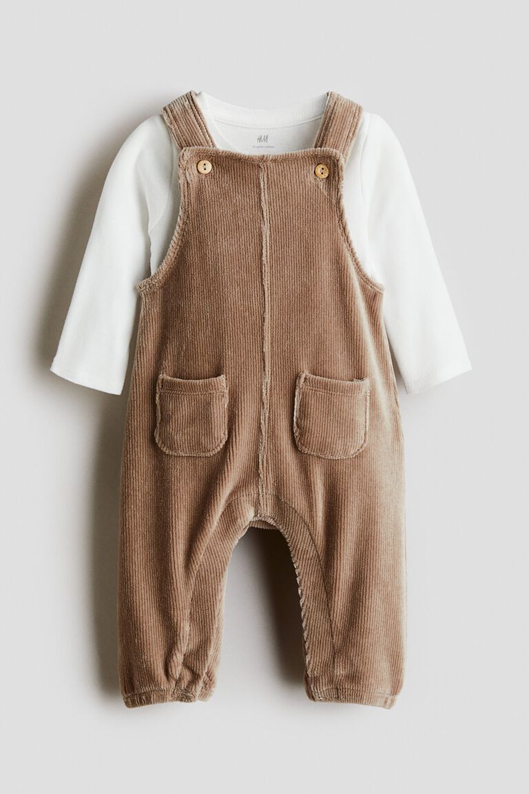 2-piece dungarees and bodysuit set