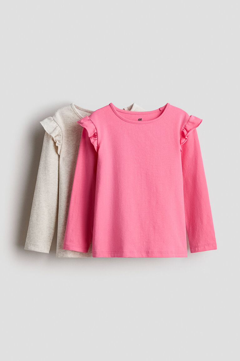 2-pack frill-trimmed jersey tops
