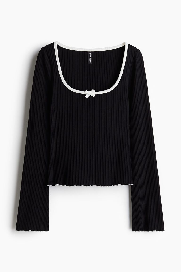 Overlock-detail ribbed top