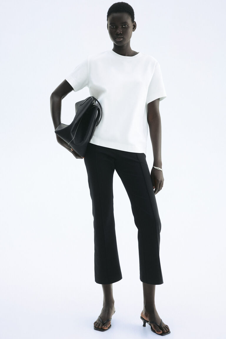 Flared crease-front trousers