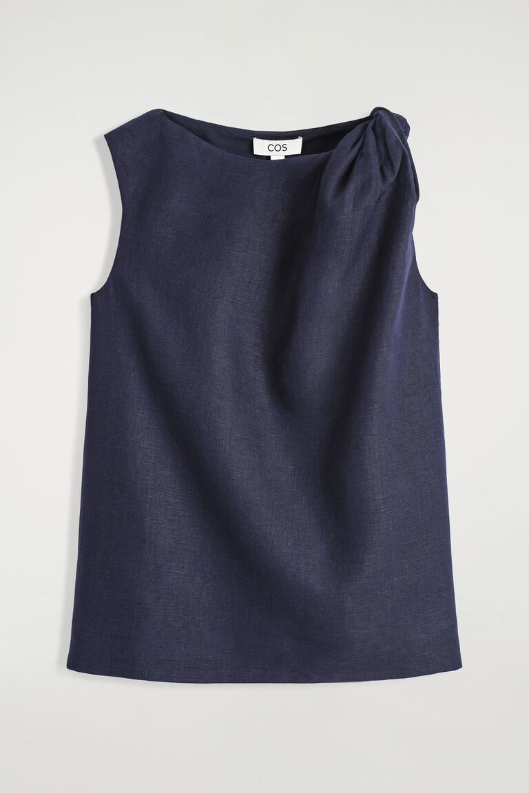 TWISTED-DETAIL LINEN TOP