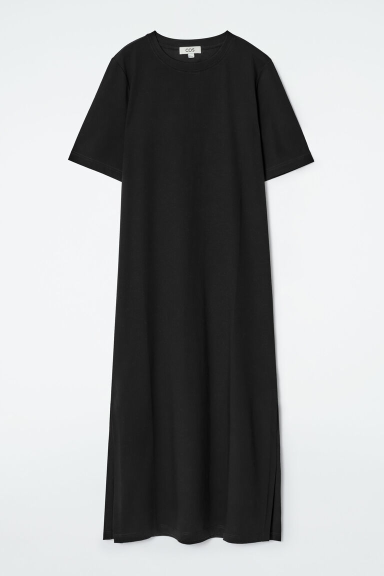 ชุดเดรสยาวปานกลาง เสื้อยืดผ้าฝ้าย