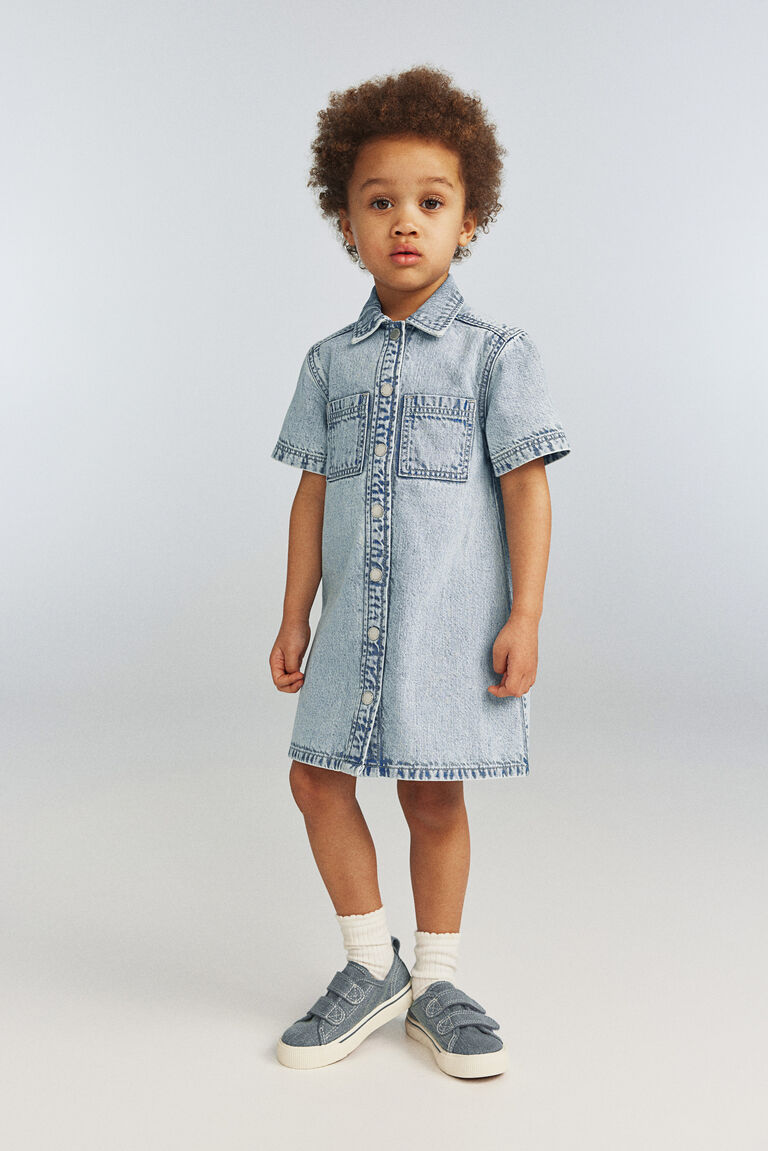 A-line denim shirt dress