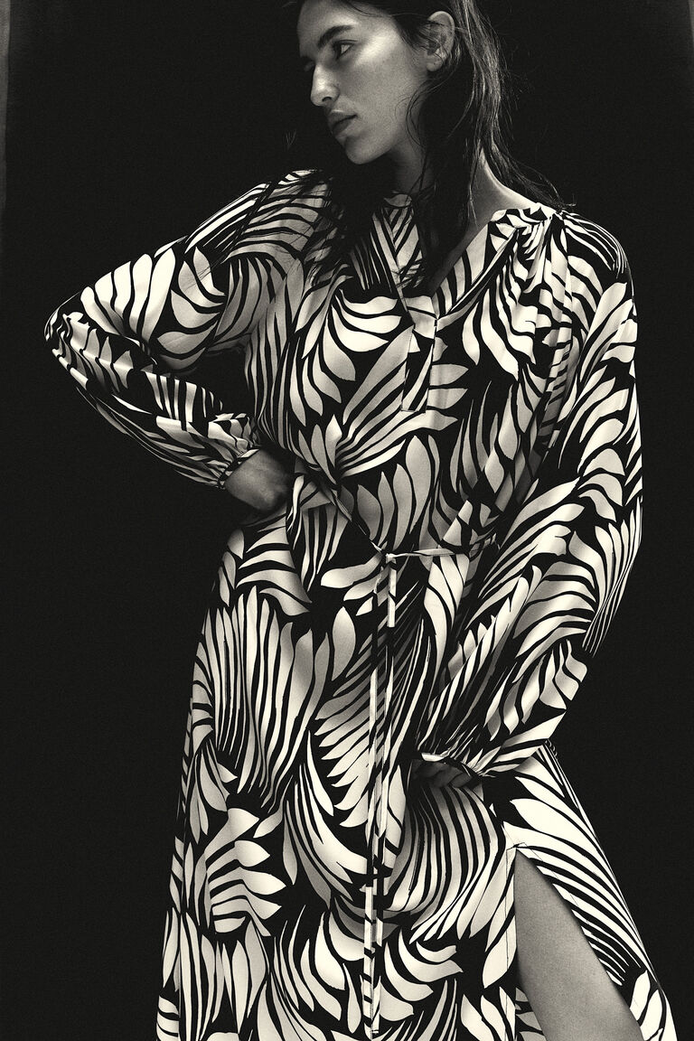 Balloon-sleeved dress