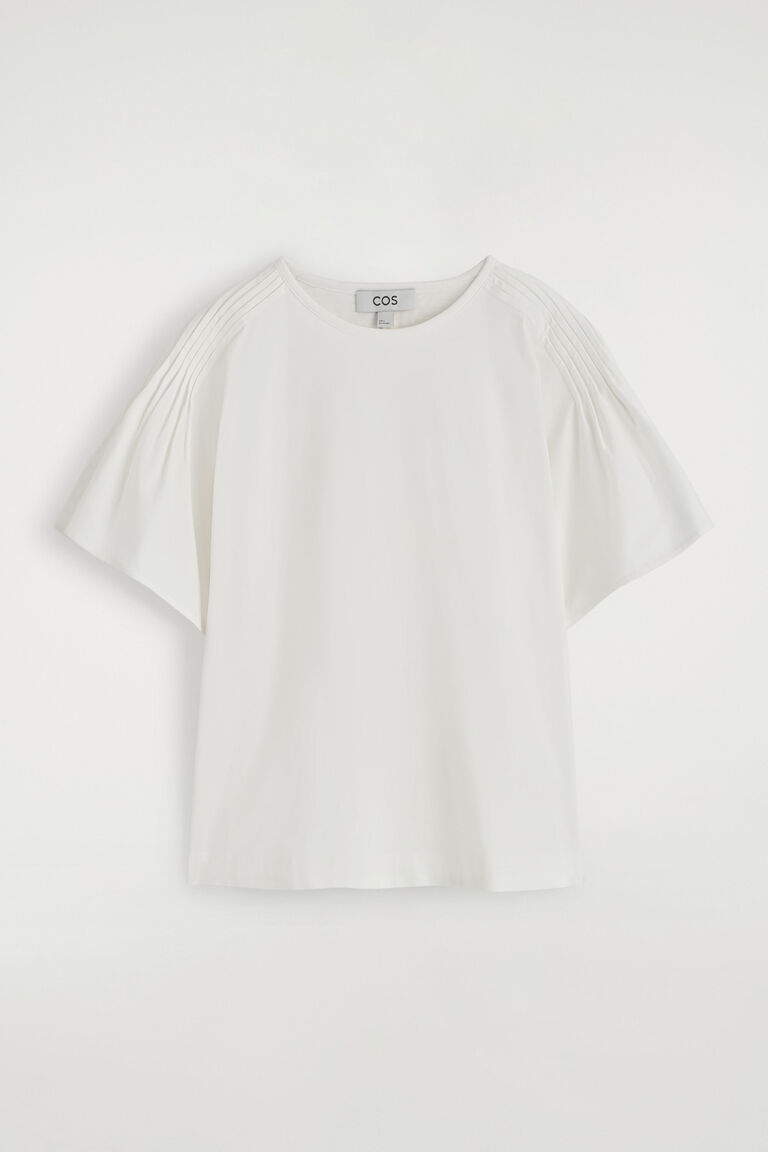 PLEATED-DETAIL COTTON T-SHIRT