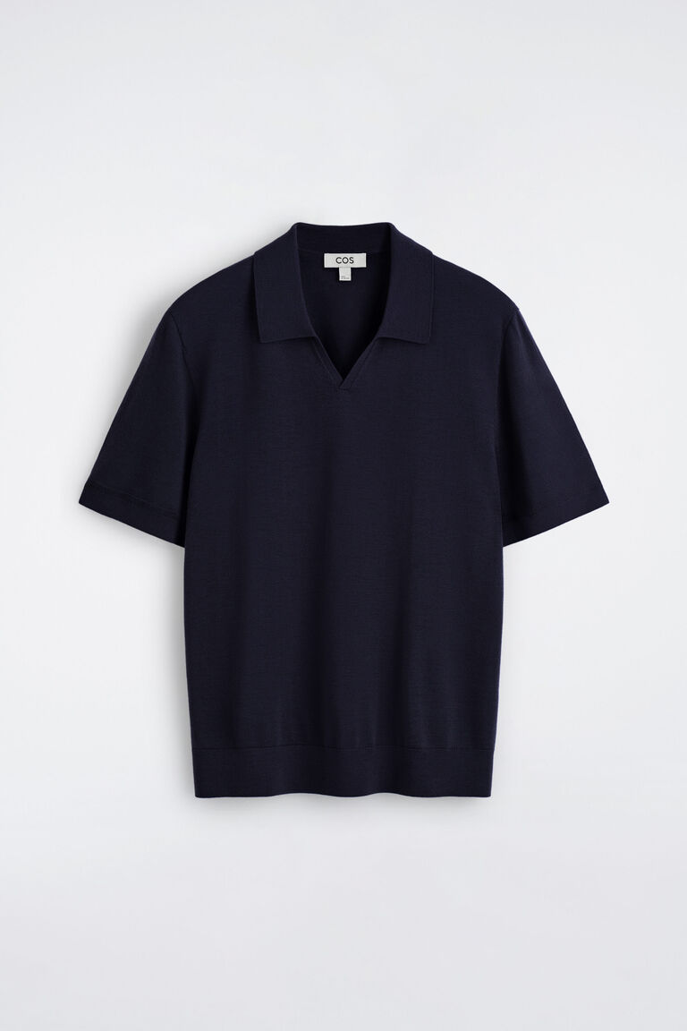 SLIM OPEN-COLLAR MERINO WOOL POLO SHIRT