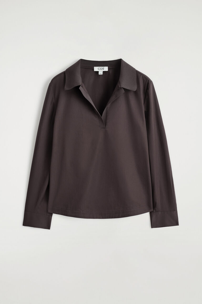 เสื้อเชิ้ตคอตตอนคอปกเปิด