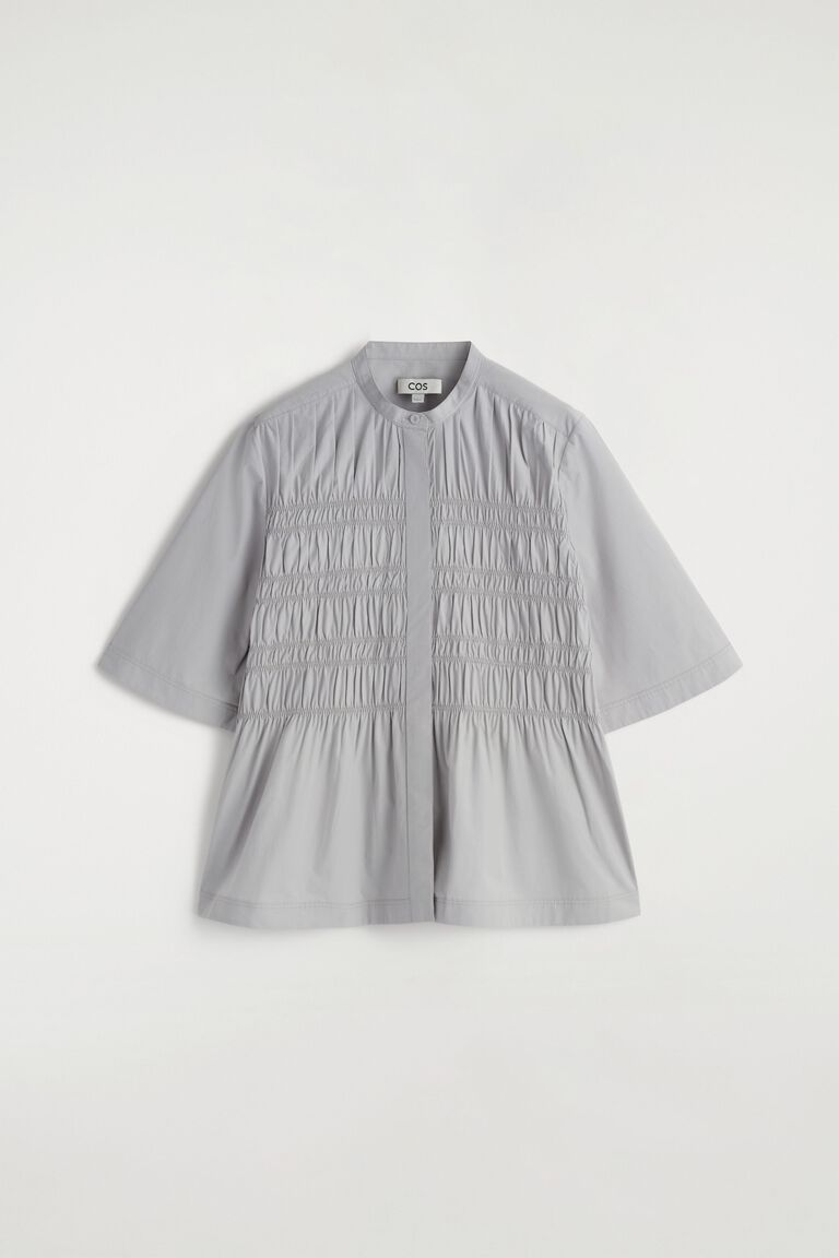 RUCHED COTTON BLOUSE
