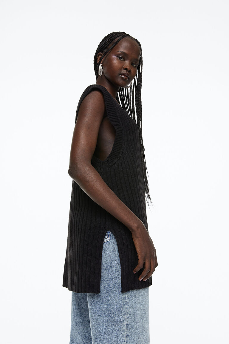 トップス SHOULDER RIB KNIT VEST Ameri（アメリ）の「SHOULDER RIB KNIT VEST（ベスト）」 - WEAR