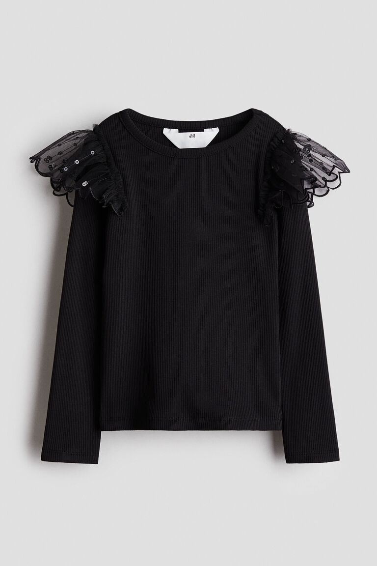 Tulle-detail cotton top