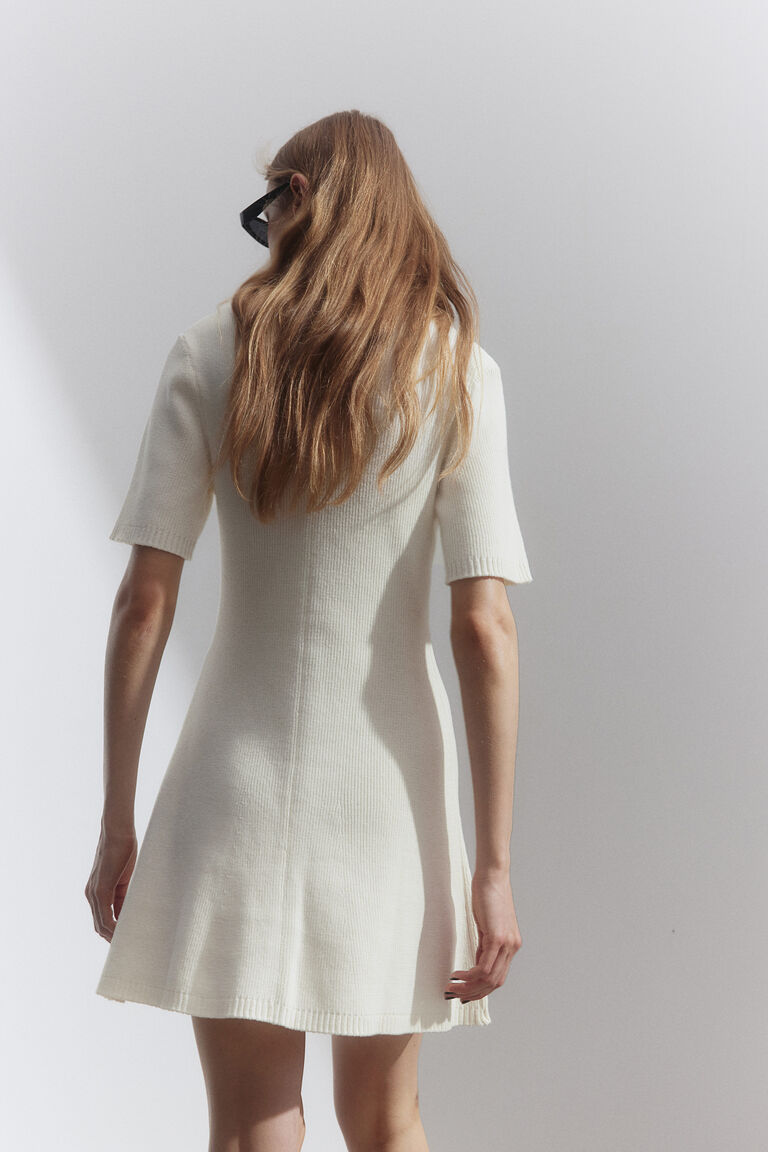 Rib-knit button-front dress