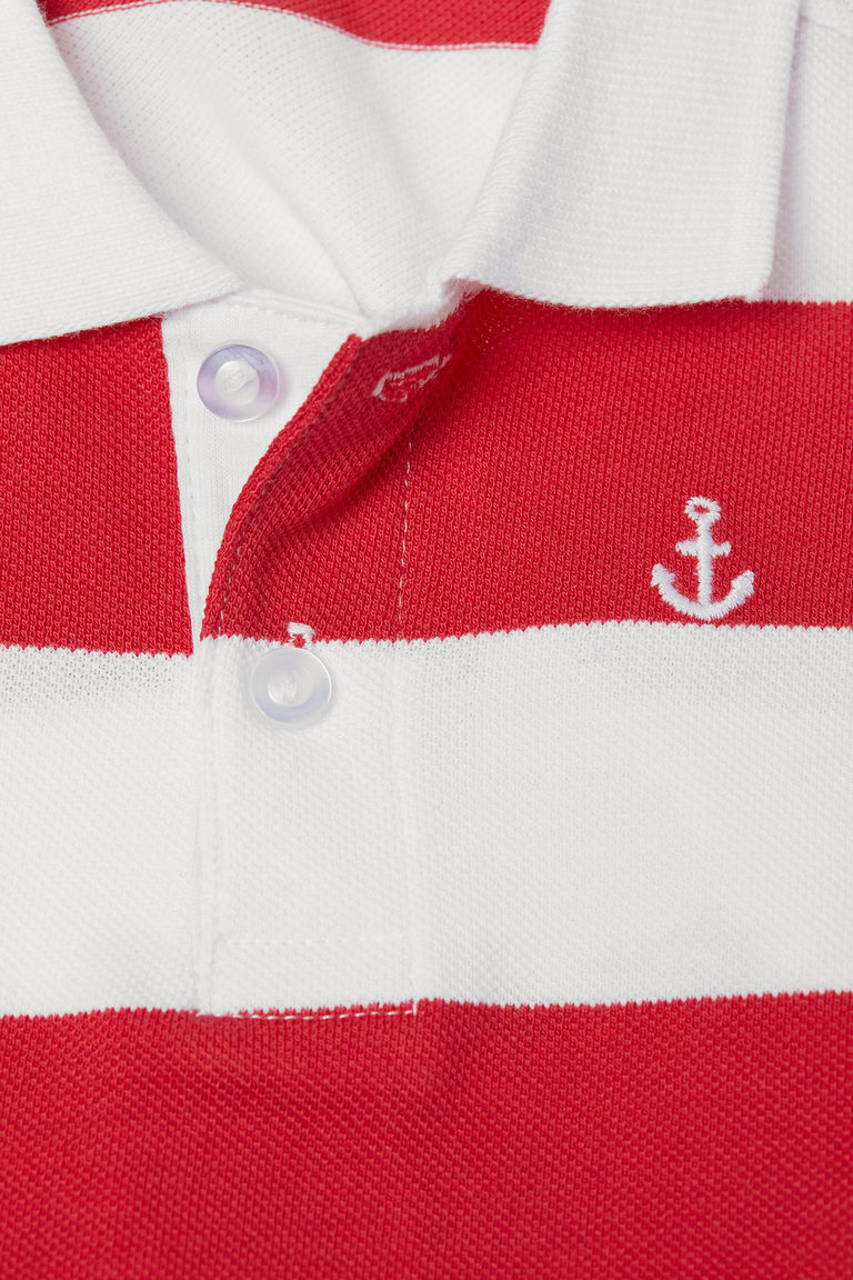 red white striped polo shirt