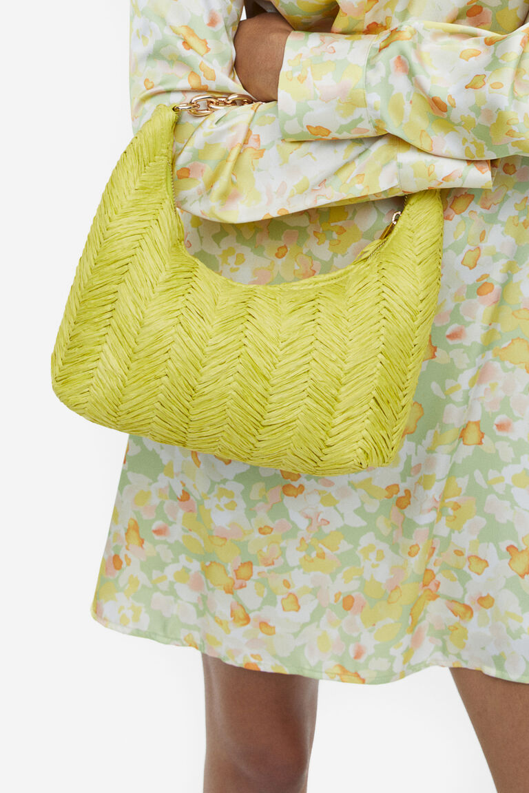 Drawstring Straw Shoulder Bag