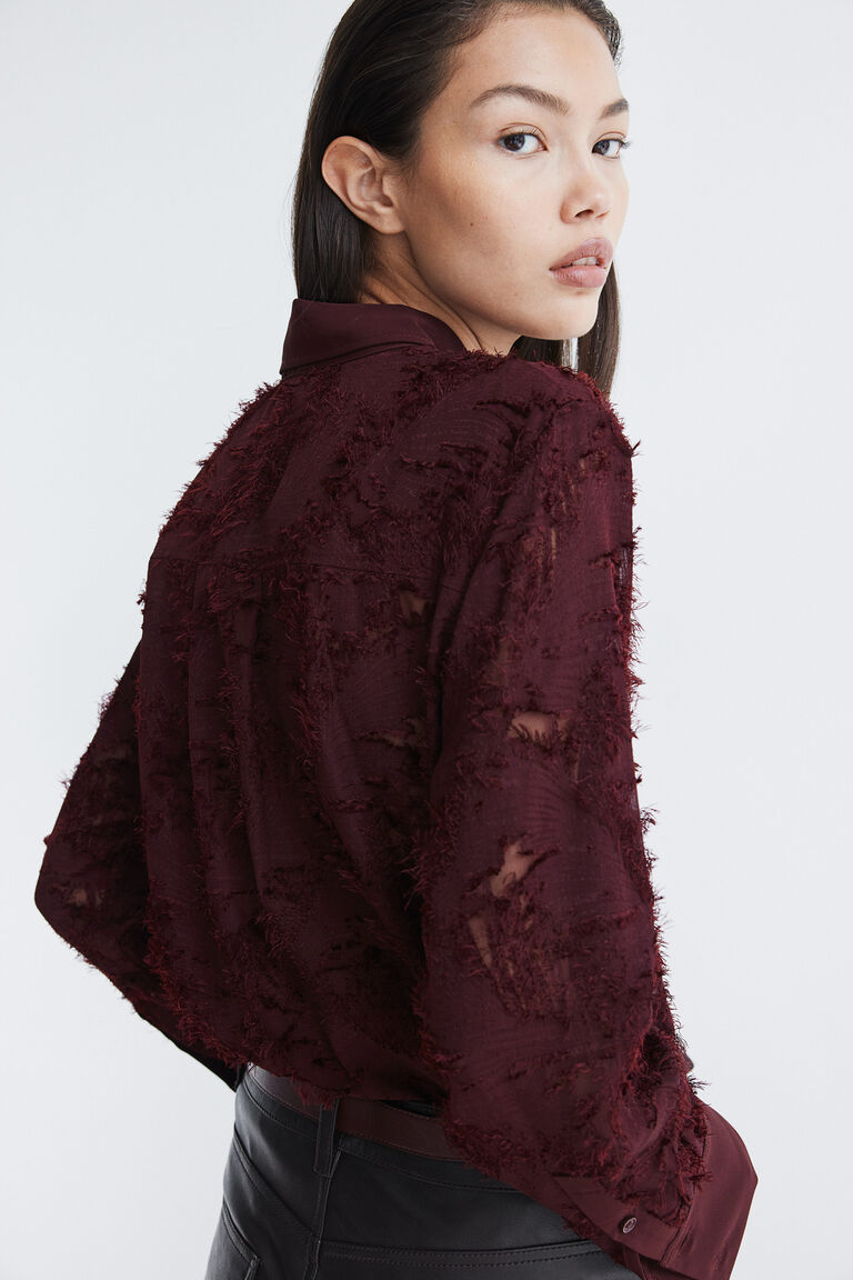 Textured Wavy Pattern Long Sleeve Shirt main image 1