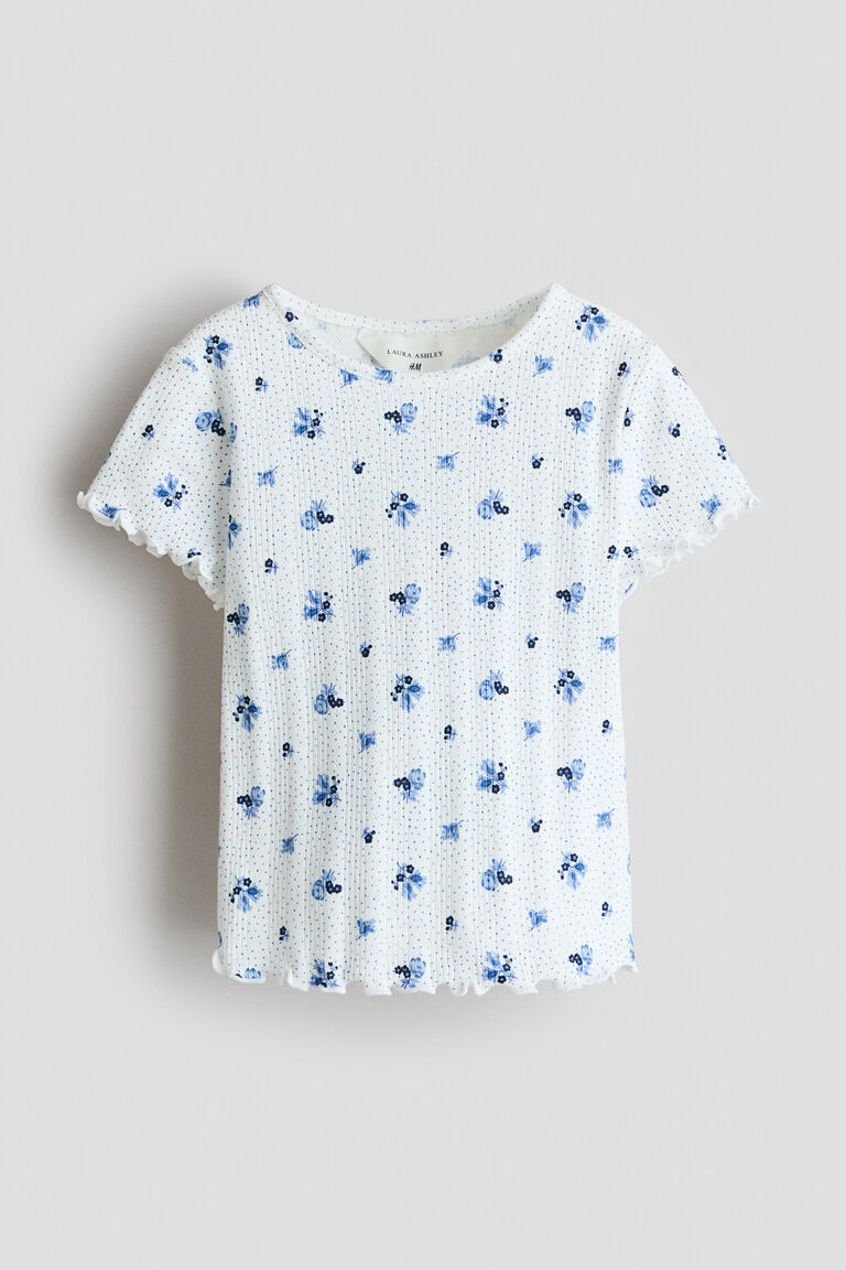 Patterned pointelle jersey T-shirt
