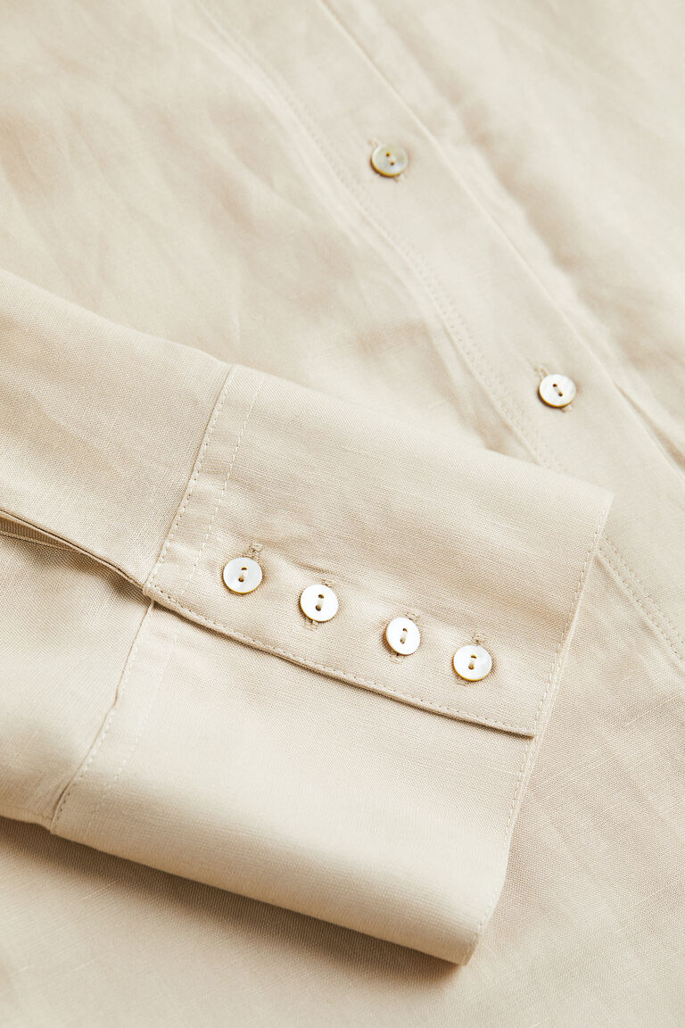 Jjesummer Linen Blend Shirt L/S Sn, granietgroen, M