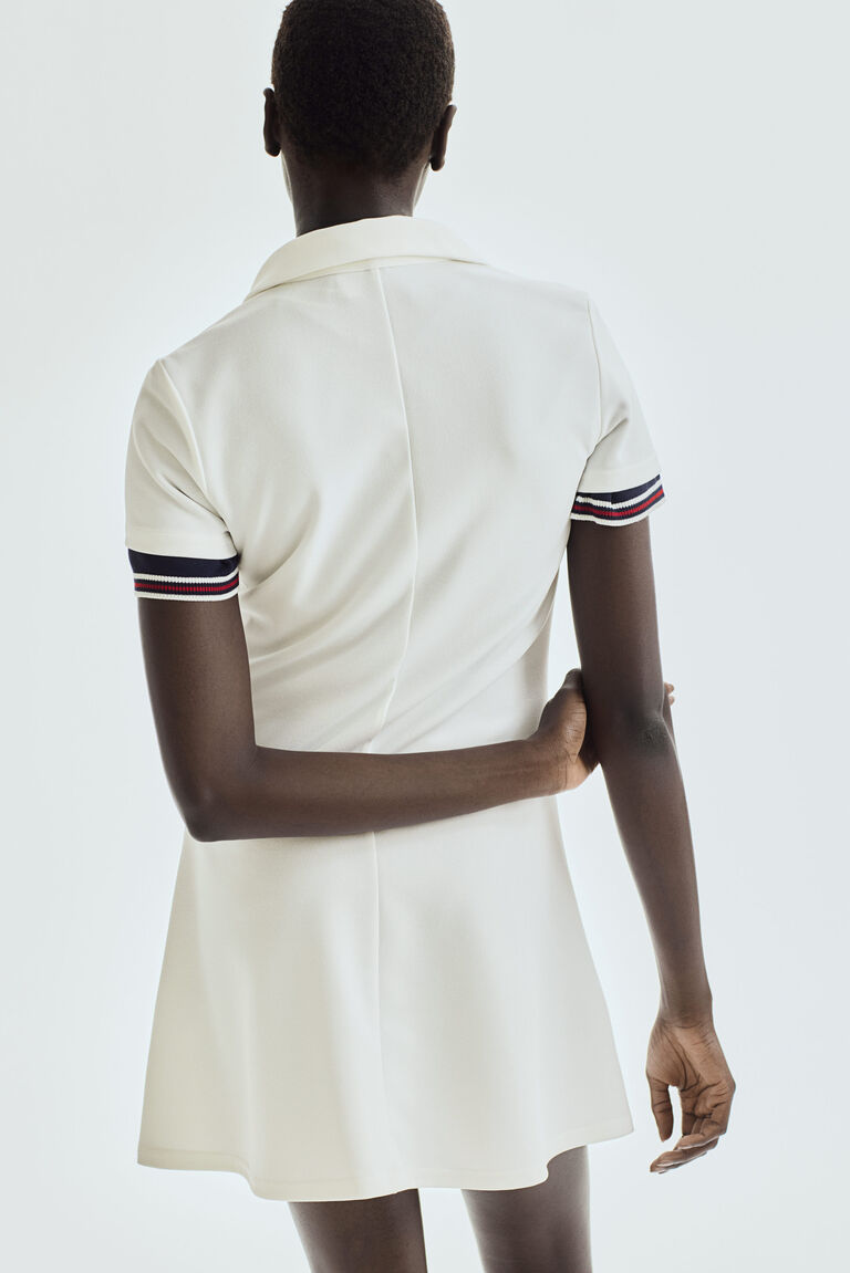 Flared-skirt polo dress