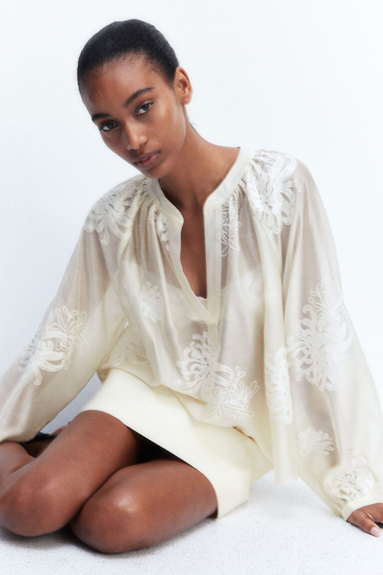 Miss Sparkling Bohemian Embroidered Floral  Blouse