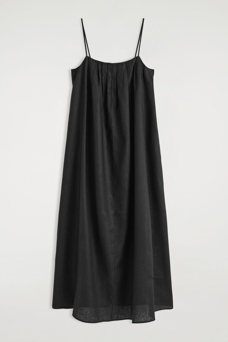 PLEATED LINEN MAXI DRESS